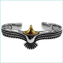 Armreif, Adler-Manschettenarmband, Valentinstagsgeschenk für Freund, verstellbar, offener Stammes-Wildtierschmuck, indische Flügelarmbänder 1198 Drop Dhtza