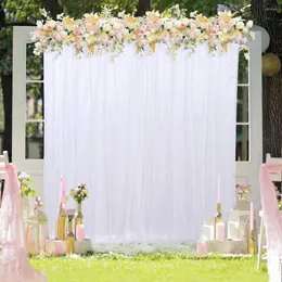 Dekoracja imprezy 1x Wedding Podwójny tło Zasilanie Baby Shower Bankiet Romantyczne białe zasłony