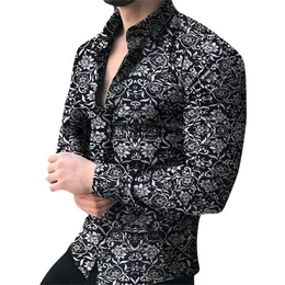 Koszulki męskie marka marki koszuli z długim rękawem kwiatowy męski bluzka lato jesienne ubrania Camisa Masculina Sale 220915