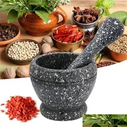 Mills Spice Crusher Harts Bowl Mortar Pestle Pepper Herbs Grinder Vitlök Mixing Press Kök Verktyg Drop Leverans 2021 Hemträdgård KI DHQC7