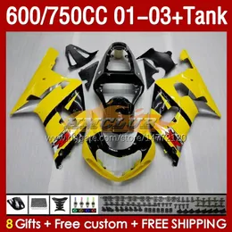 Suzuki GSXR600 750CC GSXR-750 K1 2001-03 152no.1 600cc GSXR 600 750 cc GSXR750 01 02 03 GSXR-600 2001 2002 2003 Enjeksiyon Kalıp Kaplama Sarı Stok