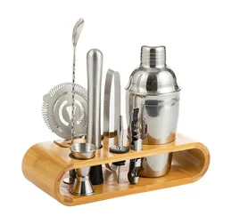Bartending Kit Cocktail Bar Tools Shaker Set Bartender Shakers Stainless Steel 12-piece Bar Tool With Stylish Bamboo Stand