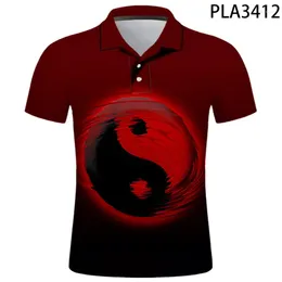 Erkek Polos 3d Baskılı Gömlek Erkek Gömlek Ropa Yin ve Yang Homme Moda Camisas Street Giyim Sıradan Hombres Harajuku Kısa Kol