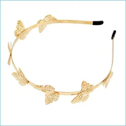 Pannband Nytt grossistpris Fashion Simple Gold Plated Butterfly Form H￥rband H￥rsmycken f￶r tjejtillbeh￶r 1370 D3 Drop Deli Dh8ro