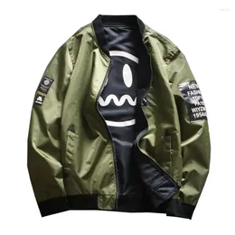 Men's Jackets Man Both Side Wear Pilot Bomber Jacket With Patches Army Green Baseball Male Windbreaker Streetwear Plus Size S-5XL