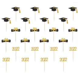 Abastecimento festivo 24pcs Classic Graduation Cupcake Decorations Toppers de sobremesa de bolo