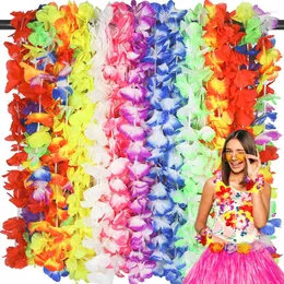 Party Decoration Hawaiian Artificial Flowers Wreath Leis Garland Necklace Hawaii Beach Luau Summer Tropical Wedding Decortion