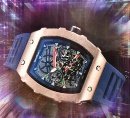Popularny USA Europe Mens zegarki 43 mm szkieletowe tarcze zegarowe zegar zegarowy gumowy kwarc wodoodporny kwarcowy kalendarz cały zegarek skanujący przestępczość