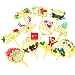 اللوازم الاحتفالية ins color acrylic merry cake dake toppers toppers عالية الجودة من عيد الميلاد للعائلة للعائلة زخارف الحفلات سنة سعيدة