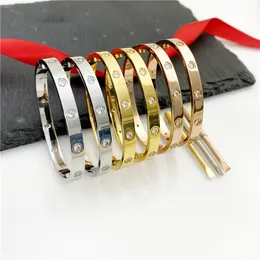 6mm 7mm largo braccialetto d'argento bracciale da uomo in acciaio inossidabile con decorazione in cristallo di diamante gioielli da donna regalo di anniversario anello a mano con cacciavite di alta qualità