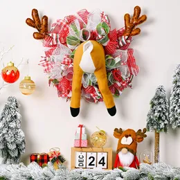 Decorações de Natal 55cm Elk Wreath Wall Door da frente da frente ao ar livre guirlanda artificial Ornamentos pendurados Decoração de cenário de casa 220914