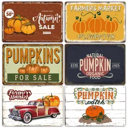 Pumpkin Christmas Tin Sign Pintura de metal Placa de pôster fresco da fazenda vintage Agradecida dando placas de metal retrô Plaque bar pub cozinha decoração de casa Halloween crianças presentes