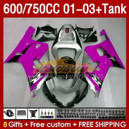 주사 로즈 은빛 곰팡이 페어링 스 수즈키 GSXR750 GSXR-750 GSXR600 750CC K1 2001 2002 2003 152NO.109 600CC GSXR-600 01-03 GSXR 750 600 CC 01 02 OEM 페어링