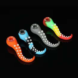 Latest Colorful Silicone Octopus Antenna Style Pipes Dry Herb Tobacco Thick Glass Filter Bowl Portable Handpipes Cigarette Holder Smoking DHL