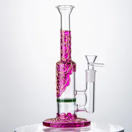 love Glass Bongs Beautiful Beecomb Perc Hookahs 9Inch Smoking Pipes 3MM Thick Water Pipes Colorful Dab Rigs Green Blue Bongs With 14mm Bowl