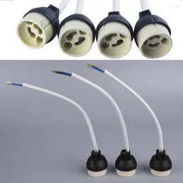 Lamphållare Ceramic GU10 Basuttag Adaptertrådanslutning Porslin Halogenhållare Lamphållare för LED Spot Lyb