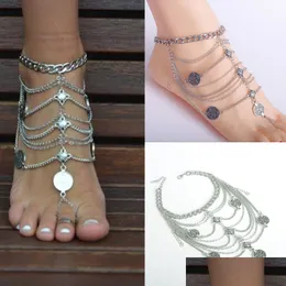 Anklets Vintage Bohemian Coin Tassel Beach Anklet Women Barefoot Sandals Jewelry Gifts Drop Delivery 2021 Dhseller2010 Dhxco
