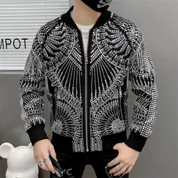 Мужские куртки европейский роскошный бренд ретро Jaqueta Bomber Diamond Paunk Fashion Punk Club наряд Slim 220915