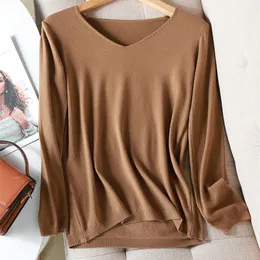 Damen Strick T-Shirts AOSSVIAO Herbst Winter Pullover Strickpullover Damen V-Ausschnitt Oversize Pullover weiblich lose Langarm Pullover Top Jumper 220915