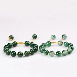 I braccialetti di collegamento arrivano 10mm verde cristallo pietra rotonda perlina braccialetto di fascino braccialetto per le donne ragazze gioielli fatti a mano da sposa festa Sl601