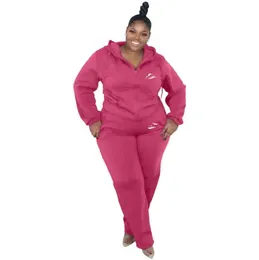 Plus size 3X 4X 5XL women tracksuits designer bigger size outfits fall winter tracksuit sweatshirt pants two piece set solid color sweatsuits