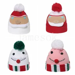 Barn julhattar Santa Sticke Hat Winter Warm Tassel Ball Cartoon Boys Girls Cap DE759