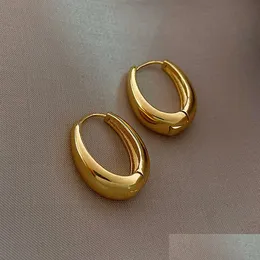 Hoop Huggie Classic Copper Alloy Smooth Metal Hoop Earrings For Woman Fashion Korean Jewelry Temperament Girls Daily Wear 5582 Q2 Dr Dhdzn