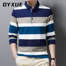 Polo da uomo di marca 100% cotone camicie da uomo a righe autunno abbigliamento manica lunga casual moda uomo coreano Top 220915