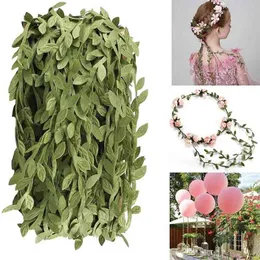 Faux Floral Greenery 10Meter Silk LeafShaped Handmake Artificial Green Leaves For Wedding Decoration Diy Wreath Gift Scrapbooking Craft Fake Flower J220906