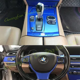 BMW 7 시리즈 F01 F02 F03 F04 2009-2014 3D/5D 탄소 섬유 자동차 인테리어 센터 콘솔 색상 변경 몰드 스티커 데칼