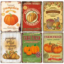 Funny Pumpkin Christmas Tin Sign Metal Pintura de metal Vintage Poster Plate Agradecida dando placas de metal retro Plaque bar pub cozinha decoração de casa Halloween crianças presentes 30x20cm