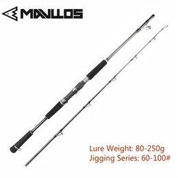 Mavllos Lure Peso 80-250g Rod de pesca de empolgamento 1 68m 1 8m 15-35lb Superhard Saltwater Fishing Spinning Rod249L