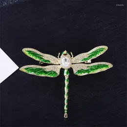 Броши роскошные насекомые циркон золотой цвет женщины Bling Crystal Dragonfly Brooch Pin Pin