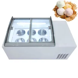 Commercial Freezer Ice Cream Display Cabinet Stainless Steel Showcase 6 Round Barrels or 6 Square Barrels