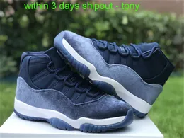 3days shipout Newest Authentic 11 Velvet WMNS Midnight Navy Men Women Shoes Metallic Silve White Blue Real Carbon Fiber Outdoor Sports With Original Box