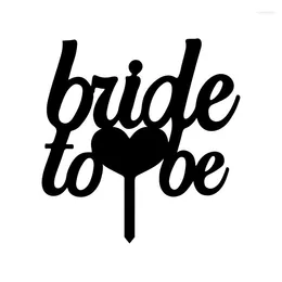 Forniture festive Bride To Be Love Heart Torta nuziale Bandiere Nero Bianco Oro Argento Topper acrilico per la festa di anniversario