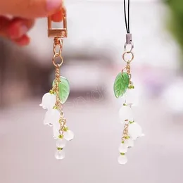 Exquisite Lily of the Valley Lanyard Women Key Chain For Keys Bag Pendant Decor Hang Rope Flower Mobile Phone Strap