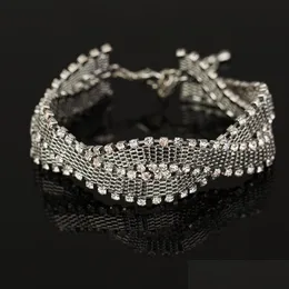 Link łańcuch Link Dziewczyna Prezent Wedding Bracelets Bransolets Nowe przybycie Fl Star Super Shiny Rhinestone Crystal Sier Ladies Chains 27 DHA5C