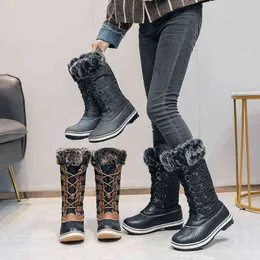 Boots New 2022 Winter Women Snow Shoes Warm Thick Fur Non-slip Waterproof High Woman Big Size 36-42 T220915