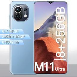 M11 Ultra cell phones 6.7 inch HD android phone SmartPhones show 8GB RAM 256 ROMmtk6889 6800MA Camera 32MP 50MP 5G Dual SIM Dual Standby 10 Deca Core