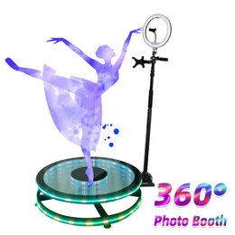 360 Photo Booth Machine с бесплатным логотипом Ring Light Аксессуары для подставки для селфи Пульт дистанционного управления Auto Rotate 360 Camera 100CM Glass Booth Rotator