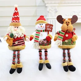 Decorações de Natal Papai Noel Elk Boneco de neve, sentado de perna longa boneca Christma pingentes de crianças Naviidad Gift Toy Favor Decor para casa 2022