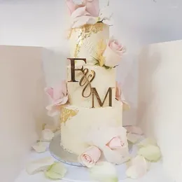 パーティー用品カスタムケーキ名プラーク/結婚式イニシャルアクリルトッパーミラーMRMRS記念日の装飾