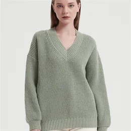 Kadın Örgüleri Tees Wixra Kadınlar Temel V Boyun Sweater Sıcak Kalın Gevşek Küleyler Solid Jumper Sıradan Sonbahar Kış 220915