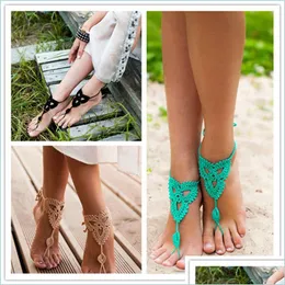 Anklets Handwork Weave Anklet Solid Color Sandals Foot Decoration Anklets Yoga Beach Bride Women Girls Fashion Jewelry Accessories 4 Dhoh0