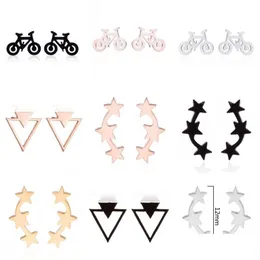 Stud Stainless Steel Earrings Women Men Hip Hop Black Three Star Triangle Stud Earring Fashion Jewelry Gift Friend 5598 Q2 Drop Deliv Dhvcg