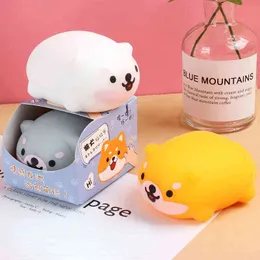 Julleksakstillförsel Shiba Inu Children's Vent Decompression Toys Handövningsverktyg Anti Angst Stress Relief Bouncy Ball 0914