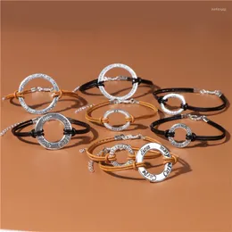 Bracelets de charme pulseira de couro de couro redonda redonda liga oval de café preto casal de lembranças Presentes para homens