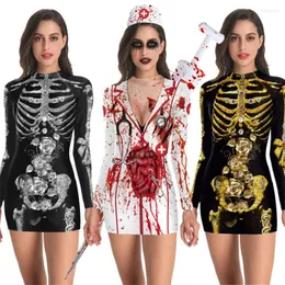 Theme Costume Helloween Cosplay Scary Dress For Adult Skeleton Bodysuit American Carnival Party Performance Devil Ghost Women