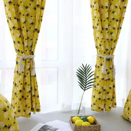 Perde ins stil sarı ananas perdeleri pamuk keten yarım karartma kısa ev oturma odası mutfak pencere balkon dekor